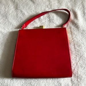 Vintage red patent hinged pocketbook